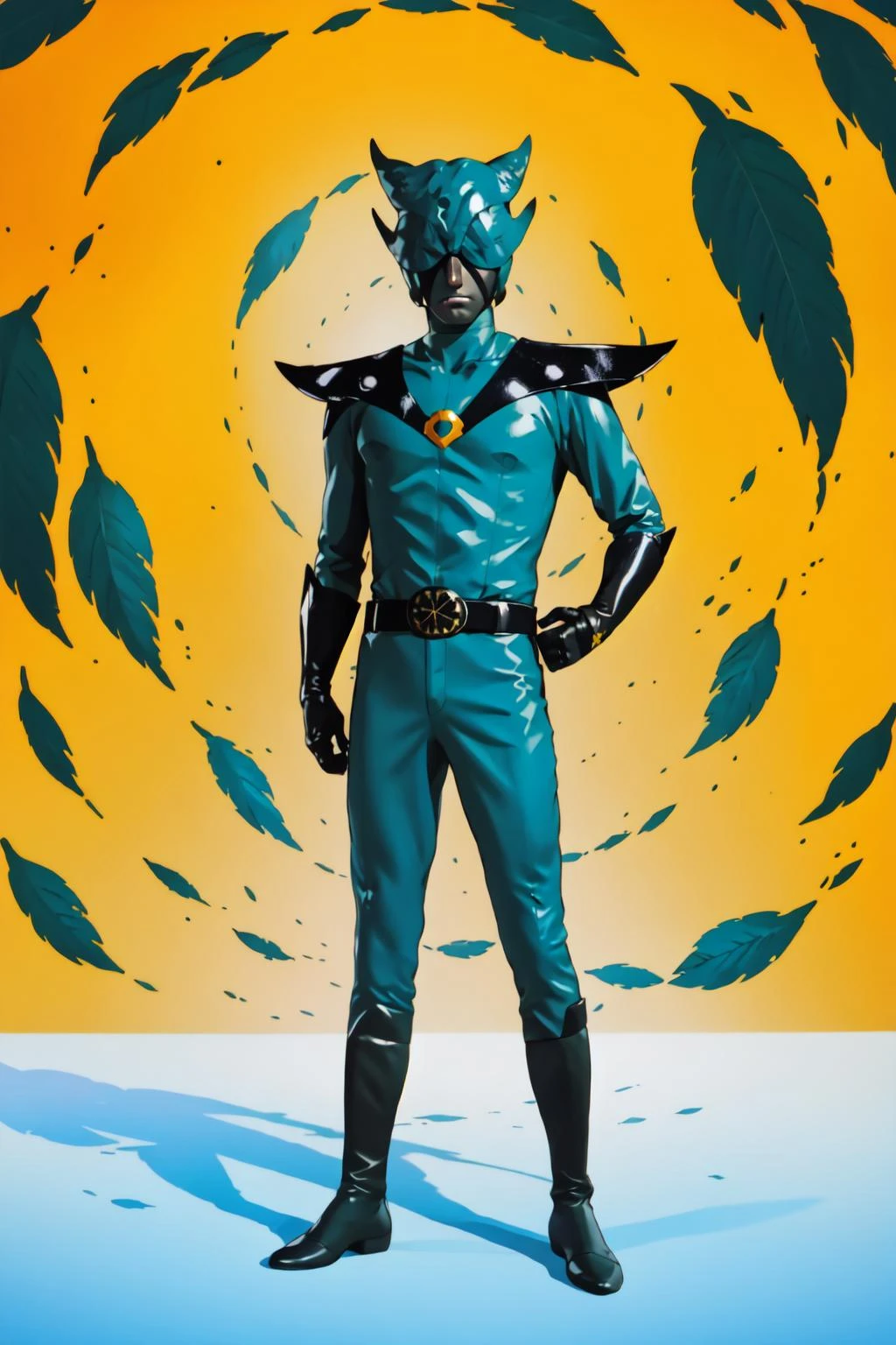 masterpiece, best quality, solo,looking at viewer,1boy,super hero,anime style,
<lora:soubokuV1:0.8>souboku, green suit,belt,black boots, black gloves,green face,