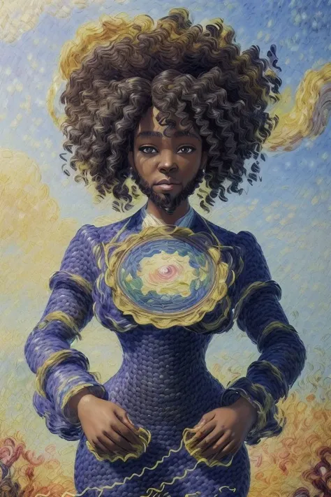 (portrait of black woman in suit with trimmed curly hair and beard, looking at camera:1.2)
(smiling:0.8)
(fantasy whimsical:1.4)
((painting oil impressionist:1.6))
(character concept art full body portrait:1.4)
(botw genshin:0.6) (ghibli:1.0) (god of war:0.6) (horizon zero dawn:0.6) (assassins creed:1.0) (star wars:1.0) (star trek:1.0) (horizon forbidden west:0.6)
(photo photogenic hdr sharp focus intricate detail composition rule of thirds dof 8k hires reflections bloom saturated glow dawn:1.2)
(particles:0.8)