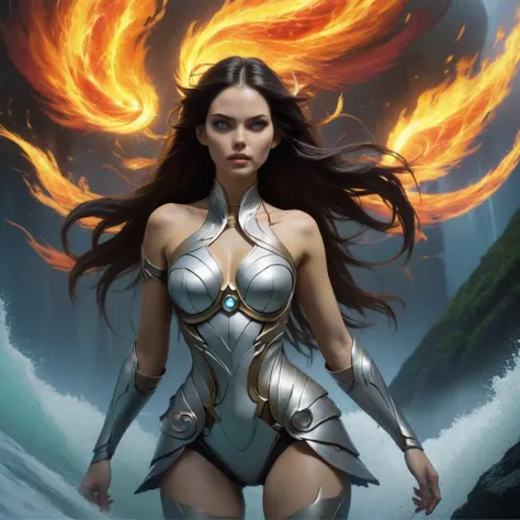 thm style, beautiful woman surrounded by a maelstrom of electfire