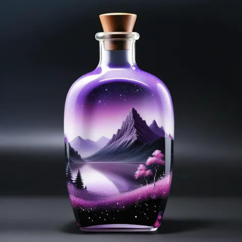 beautiful scenery nature glass bottle landscape, , purple galaxy bottle,