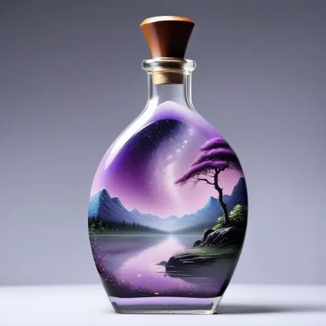 beautiful scenery nature glass bottle landscape, , purple galaxy bottle,