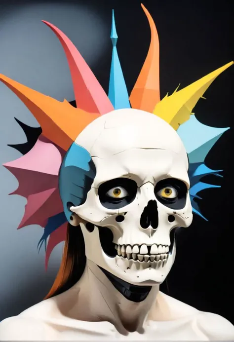 skull, pablo picasso, Dali, Basquiat, cubism, vibrant colors --ar 1:1 --stylize 750 --v 5. 2