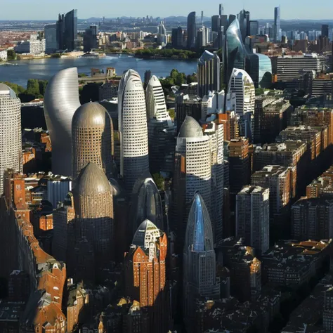 <lora:Arc_v5:1> curvilinear a city skyline