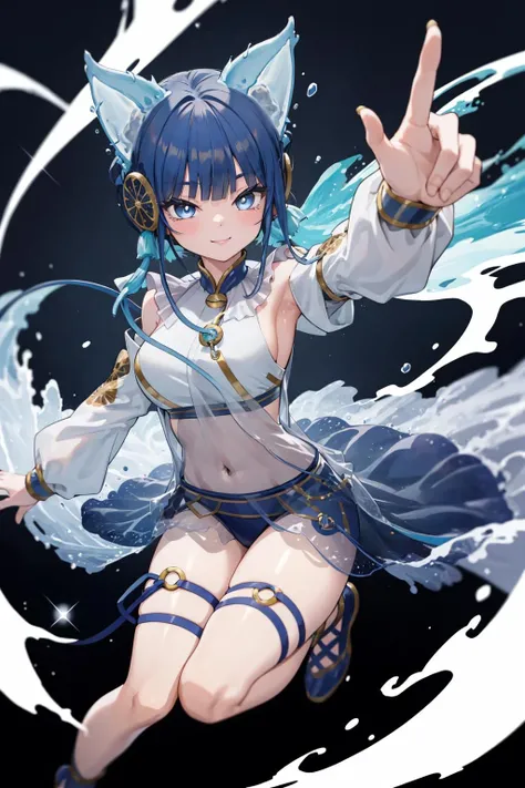 phos, hair, portraitures, hali々And, intricate and detailed, Splash Screen, swirling background、neon color、Colossal tits 、Depressed、A sexy、nice waist、swim wears、A black