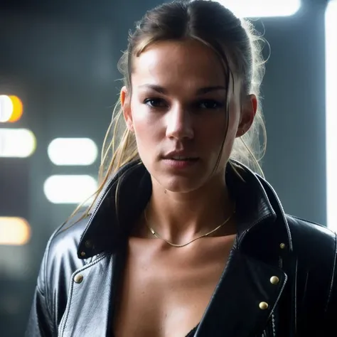 BL, a woman, brunette, seductive, wearing a cyberpunk outfit, realistic, natural lighting, post-processing, ultra realistic, highly detailed, very detailed, cinematic, hyper realistic, intricate scenery, sharp, photo by Annie Leibovitz, film, studio lighting, detailed skin, ultra realistic, bokeh, sharp features <lora:BLLight2:0.9>