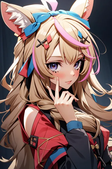 (masterpiece, best quality),  intricate details, 
<lora:omaru_polka_v2:0.8> op1, animal ears, hairclip, hair bow, streaked hair, 
 <lora:3DMM_V10:1> 3DMM,