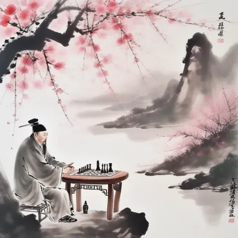 <lora:SDXL Ath_ink-paintingXL CF ink-painting:1>
ink-painting,1man,
The ancient Chinese poets Li Bai and Du Mu, playing chess under the cherry blossom trees in spring.