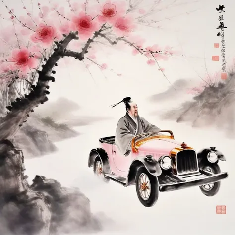 <lora:SDXL Ath_ink-paintingXL CF ink-painting:1>
ink-painting,1man,
Under the cherry blossom trees in spring, Li Bai, an ancient Chinese poet, drives an open-top car which is filled with beautiful Tang Dynasty women.