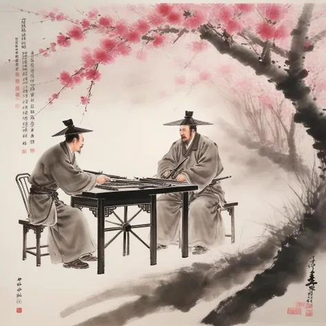 <lora:SDXL Ath_ink-paintingXL CF ink-painting:1>
ink-painting,2man,
Under the cherry blossom tree in spring, Li Bai, an ancient Chinese poet, operates a Maxim machine gun to kill the enemy.