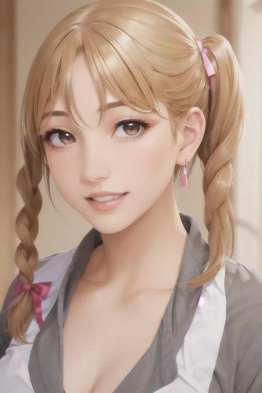 Masterpiece, absurdres, fine detail, HDR,beautiful smile, highly detailed facial features,
1girl, solo, looking at viewer, smile, bangs, brown hair, ribbon, twintails, jewelry, hair ribbon, braid, earrings, teeth, blurry, twin braids, parody, portrait, realistic, edgHitMeBaby, beautiful blonde Nadia,with a edgHitMeBaby_hairstyle, wearing edgHitMeBaby_outfit
<lora:edgHitMeBaby1:0.78>