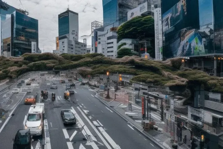 phtdzk1, incredibly detailed, landscape photography, cinematic lighting, volumetric lighting, Downtown Tokyo, Akihabara, vibrant depth of color, FXAA, Chromatic Abberation, DSLR ,cphtdzk1