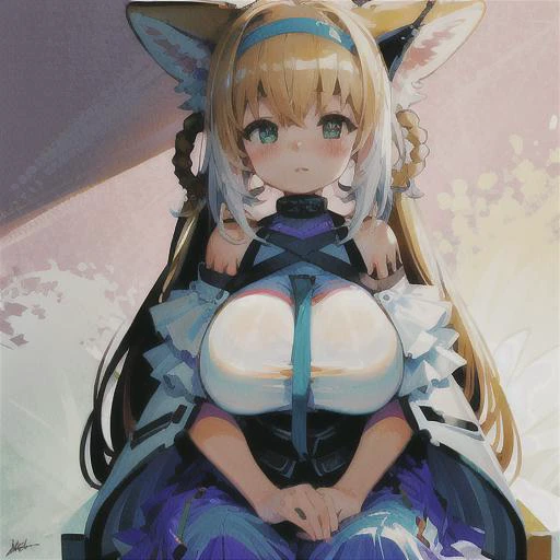 1girl,sitting,chair,blush,(huge breasts), <lora:ArknightsSuzuran_20:1>,wallpaper,masterpiece