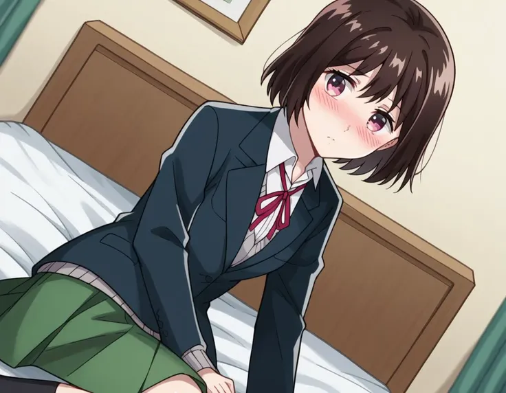 score_9, score_8_up, score_7_up, source_anime,
ichikaarima, <lora:ichika-arima-s1-ponyxl-lora-nochekaiser:1>,
ichika arima, short hair, brown hair, pink eyes,
skirt, shirt, long sleeves, ribbon, school uniform, jacket, white shirt, pleated skirt, socks, collared shirt, red ribbon, kneehighs, neck ribbon, blazer, green skirt, black socks,
indoors, bed, bed room, on side, blush, drunk,
cowboy shot, looking at viewer, solo, dutch angle,