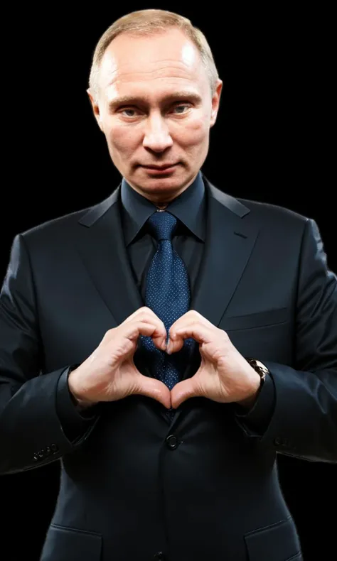 Donald Trump making a heart shape with both hands, Moscow red square