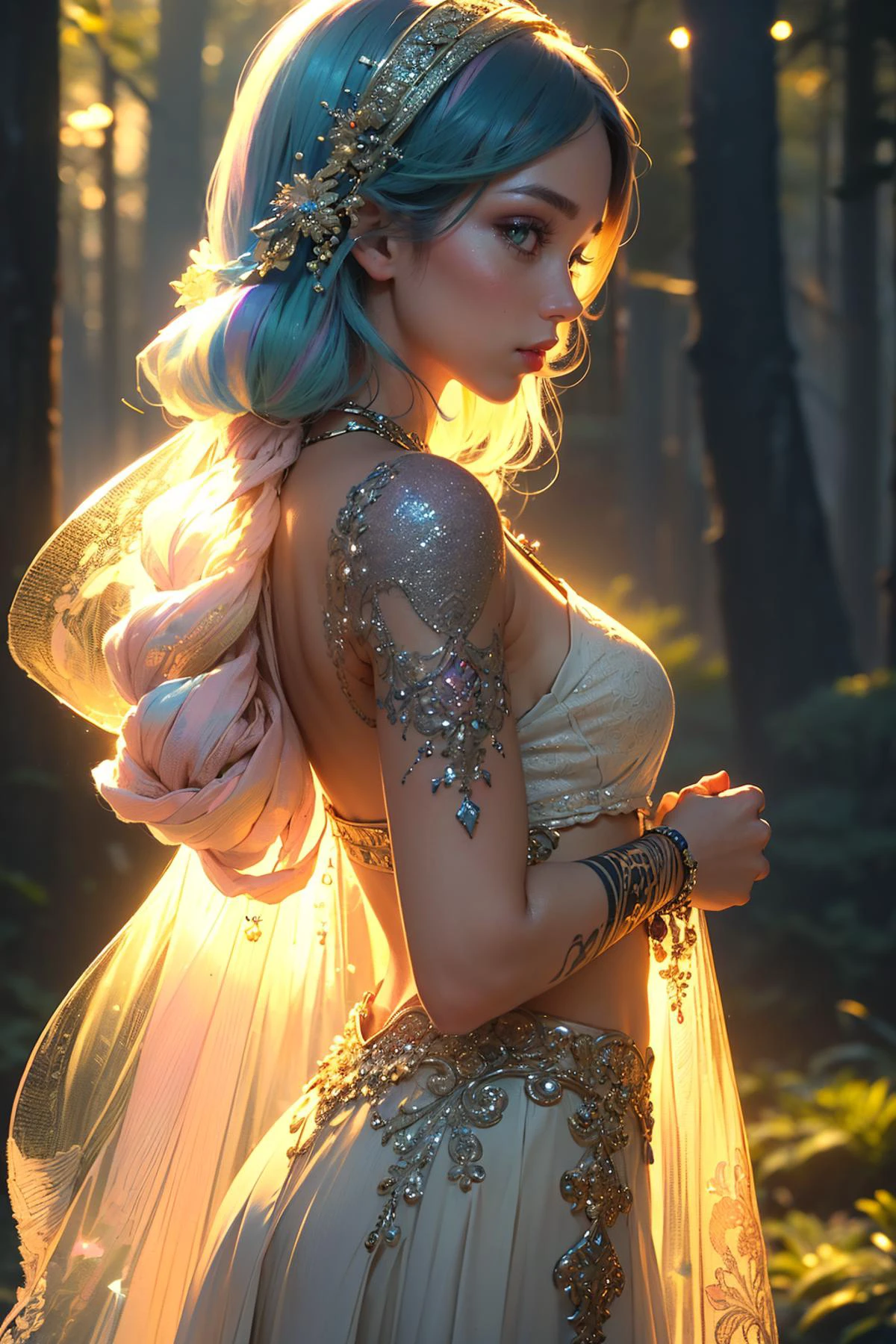 (1girl:1.2, body covered in words, words on body:1.1, glittering tattoos of (words) on body:1.2), (masterpiece:1.4, best quality), long hair, medium breasts, (intricate details), unity 8k wallpaper, ultra detailed, (pastel colors:1.3), beautiful and aesthetic, see-through (clothes), detailed, solo <lora:epi_noiseoffset2:1.3> in a forest, <lora:jellyfish-noise:1>