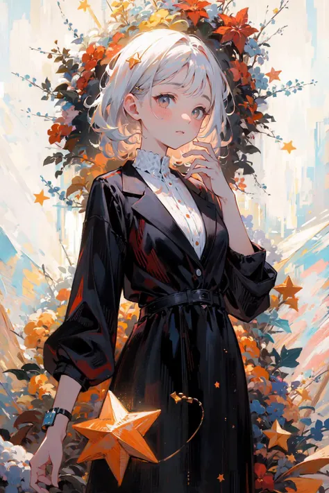 (best art,:1.3),red theme, white theme, ultra high res, masterpiece, best quality <lora:starlight:0.8> starlight, star