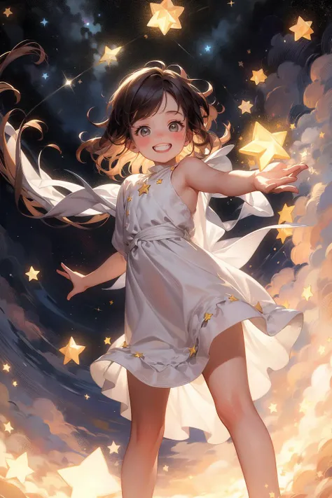 masterpiece, best quality,  1girl,shining,milky way, <lora:add_detail:0.5>universe,planet,spacewalk, <lora:starlight:0.8>star,starlight,many shooting star, pick up star,from below, AS-Young, happy512