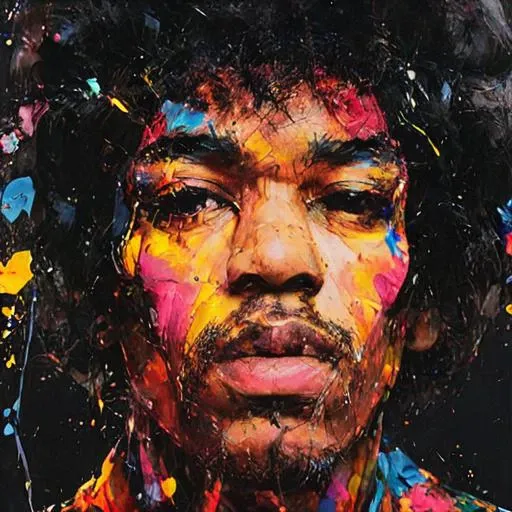impactful paint of <lora:Jimi_SDXL:1> yJimi, <lora:Pollock_2.0:0.7> highly detailed, 8k, sharp, professional, clear, high contrast, high saturated, primary colors, vivid deep blacks, crystal clear