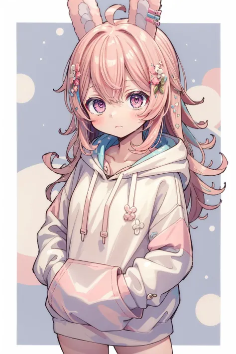 (masterpiece, best quality), intricate details,
1girl, <lora:Pippa:0.8> pippa, virtual youtuber, pink hair, hair ornament, rabbit ears, pink eyes, hoodie,