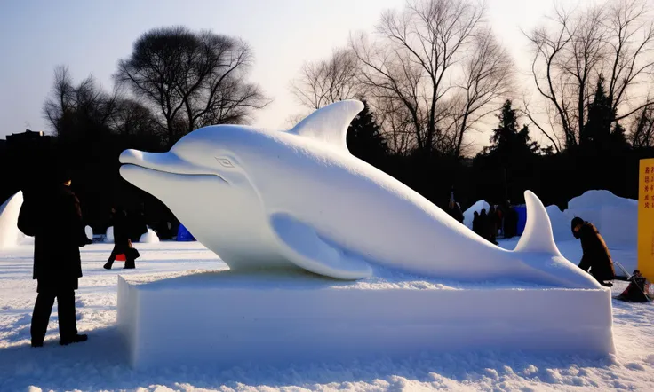 <lora:snowsculpturecd_xl-000006:0.8>,a snow sculpture of a dolphin made of snowsculpturecd_xl sitting on snowfield,snowsculpturecd_xl body,snowsculpturecd_xl face,winter,midday,solo,outdoors,in park,blue sky,there were a lot of people watching in the distance,chinese zodiac,cute and lovely,still life,from front,looking at viewer,close-up,full body,no humans,fine art,detailed,hi-res photo, emotional,harmonious,high budget,moody,epic,gorgeous,perfect lighting,realistic,photorealistic,photographic,photo (medium),real,moody lighting,volumetric lighting,reality ray tracing,8K,HDR,UHD,masterpiece,best quality,highly detailed,high resolution,finely detail,extremely detailed,ultra detailed,wallpaper