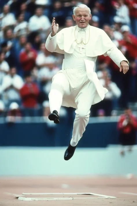 <lora:janPaweII_v21:1>
photo realistic analog canon EOS, masterpiece, jan pawel ii ,dramatic, cinematic,
Long jump, motion blur