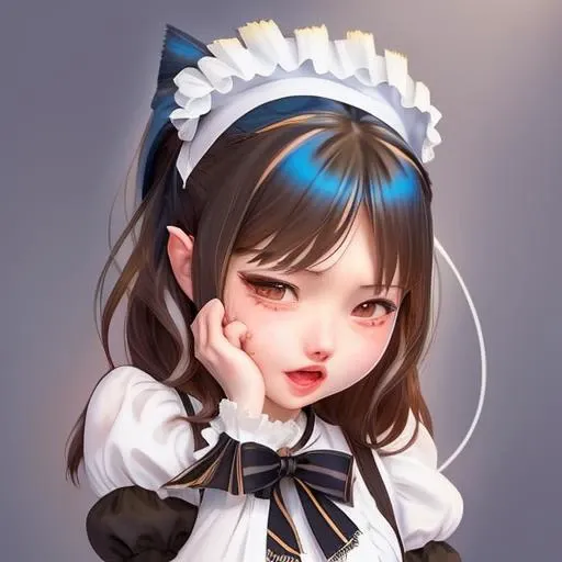 Shy maid, open mouth