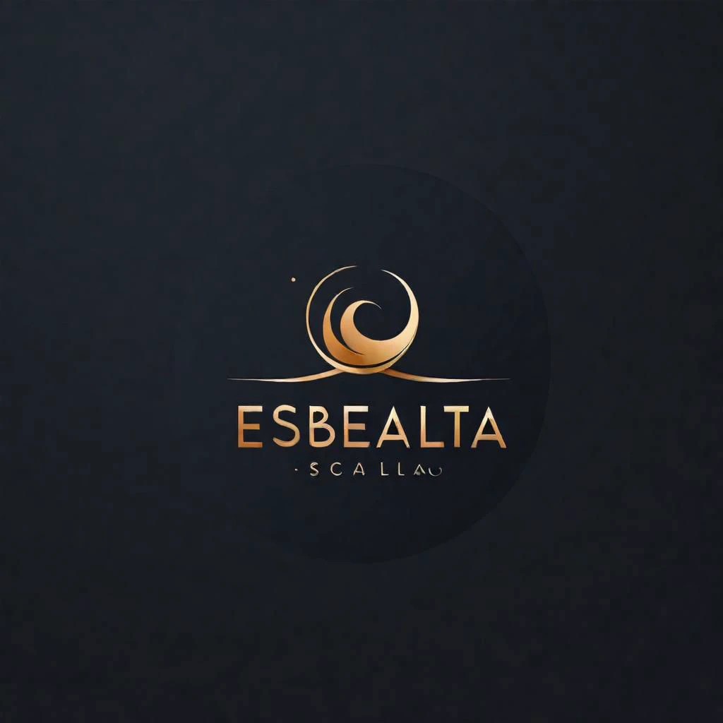Create a logo for a weight loss clinic: "Esbelta". Abstract, elegant stroke, creative, easy to remember, 2D, flat design, dark background,
