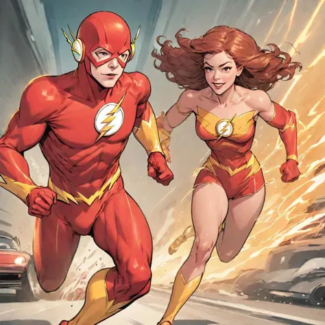 Comic of Flash running after a speedster girl