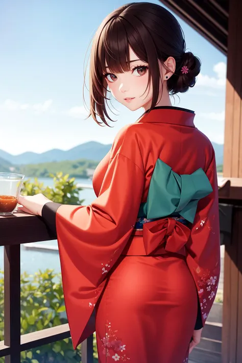 1girl, kimono, open