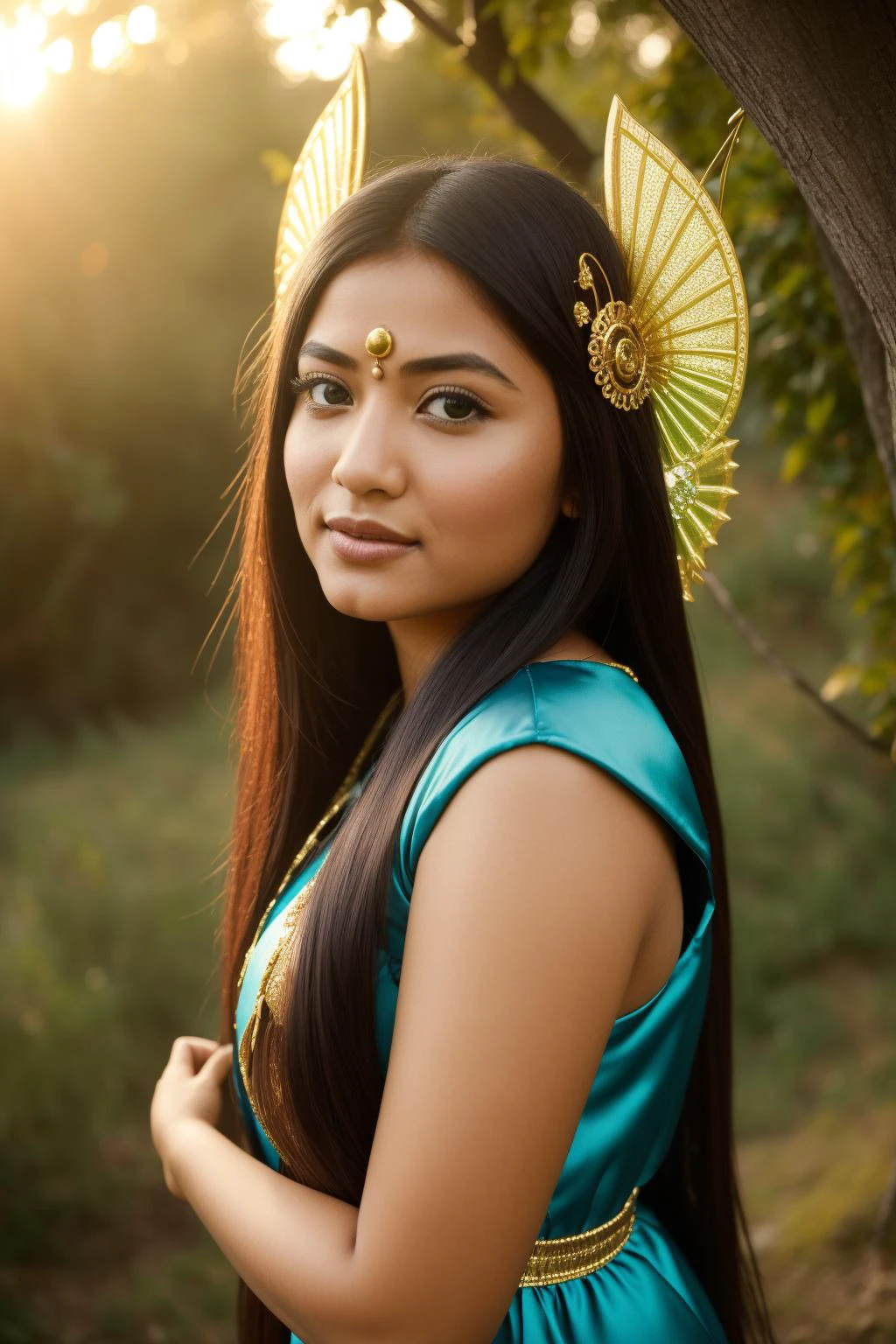 1girl, fantasy Anime, fairy tale, Aerial View of a Sparkling Meandering buff traditional Nepalese Activist (Girl of Mythology:1.3) , she is with a Kingfisher, she is expressing shame, dressed in a very Worried Fantasy costume, The Fantasy costume Flowing and Rich, her hair is traditional Roman and styled as Short and messy, she has a Creative traditional [Croatian|Artisanal] Amaranth Briefcase, Rustic Patches, fluorescent green foliage with Hazel, at Sunrise, split diopter, Magic Realism, Angry, Wizardcore, cinematic lighting, 80mm, Instax, Bright design, overlapping compositions, photo-realistic face, highly detailed face, RTX, trending on artstation, (art by Keith Negley:0.7) , science fiction, dream, ethnic