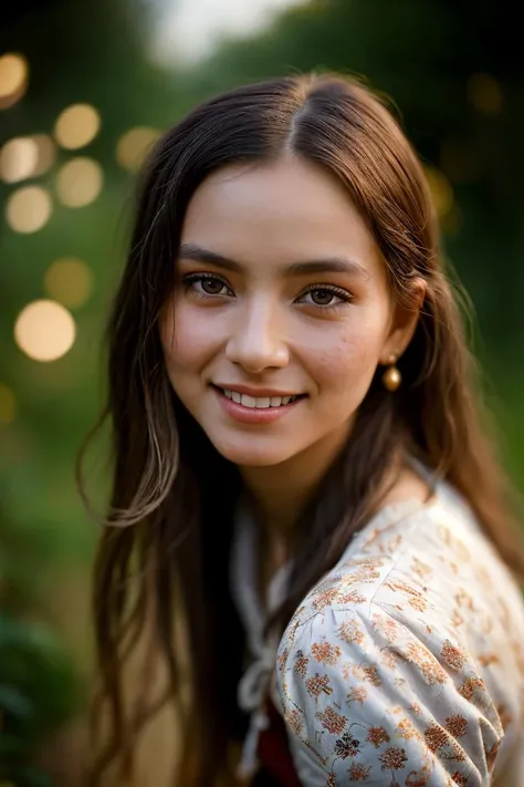 Fine art photography, (amateur photo), (analog photo:1.2,film grain),(a close-up skinny village peasant young woman wearing with traditional national ethnic lace dress in garten,long hair,light smile,posing fashion magazine,dof,bokeh),vivid colours,realistic,photographic, (natural colors, correct white balance, color correction, dehaze,clarity), background rich in details, conceptual image,masterpiece, award winning photography