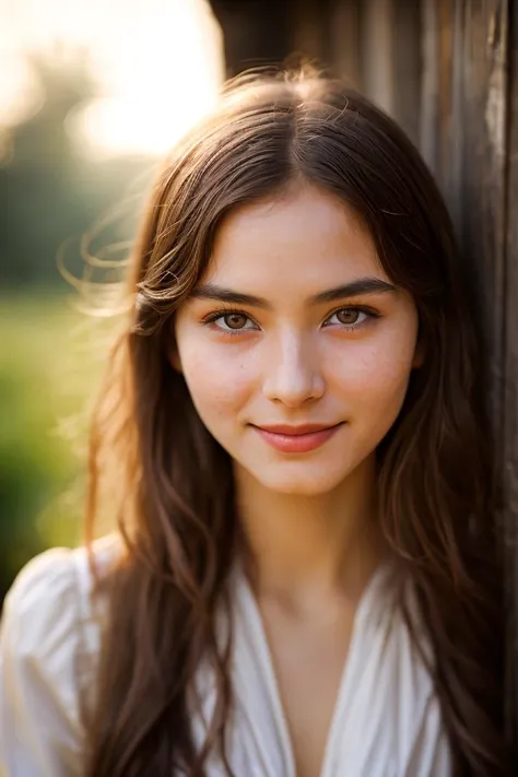 Fine art photography, (amateur photo), (analog photo:1.2,film grain),(a close-up skinny village peasant young woman wearing with traditional national ethnic lace dress in garten,long hair,light smile,posing fashion magazine,dof,bokeh),vivid colours,realistic,photographic, (natural colors, correct white balance, color correction, dehaze,clarity), background rich in details, conceptual image,masterpiece, award winning photography