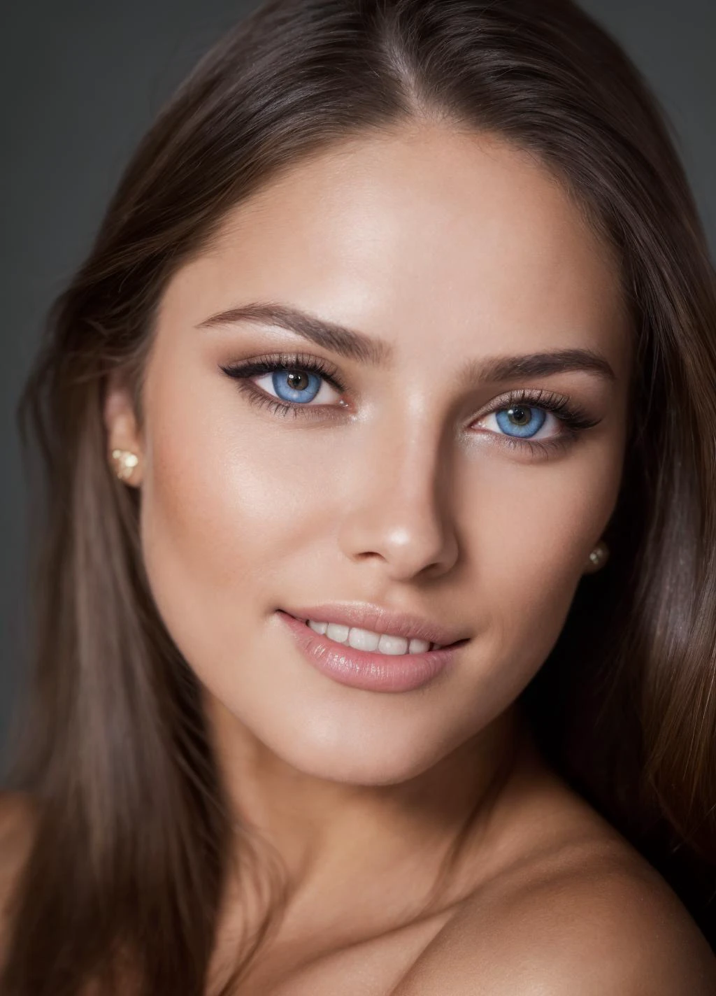 1Girl, professional head shot, perfect eyes, highly detailed beautiful expressive eyes, detailed eyes, glamorous hair, perfection gorgeous smile, light makeup, good atmosphere. large depth of field, deep depth of field, , (8k, RAW photo, best quality, depth of field, ultra high res:1.2), intricate, photorealistic, masterpiece, ultra-detailed), crisp, vivid lighting
