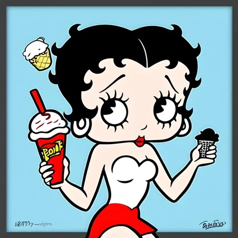 <lora:bettyboop:0.7> a bettyboop girl, holding an icecream