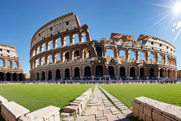 <lora:The Roman Colosseum-000006:0.7>The Roman Colosseum,day, crowd, blue sky,
