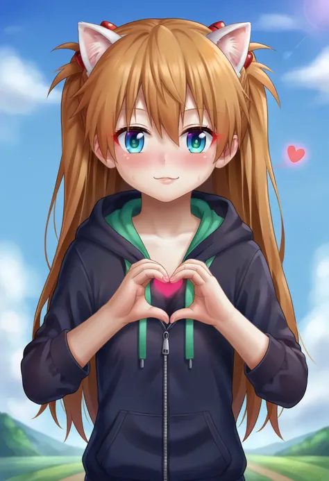 score_9, source_anime, by aki99, best quality, masterpiece, uncensored
BREAK
1girl, solo, souryuu asuka langley, heart hands, hoodie, hood up, cat ears
<lora:aki99_pony_v3:1> <lora:Smooth Anime Style LoRA XL:0.7>