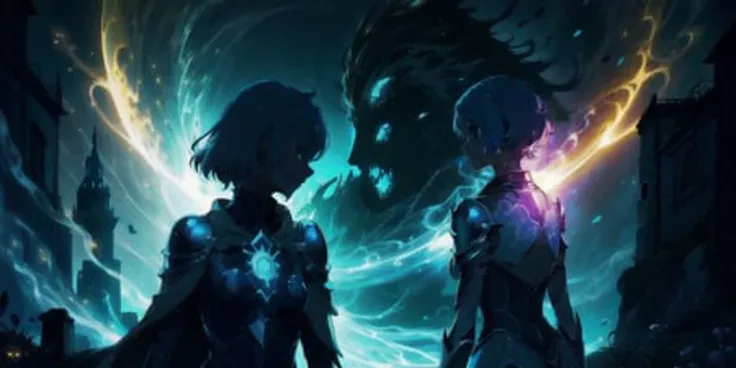 girl, fantasy, light. knight, magic, anime film, scholol, torch,