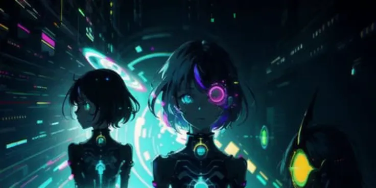 girl, glitch, fantasy, echo, light