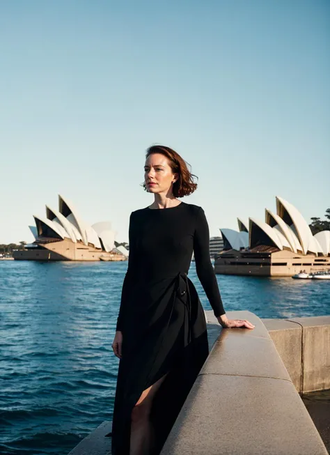 portrait of sks woman in Sydney, at the Sydney Opera House, by Flora Borsi, style by Flora Borsi, bold, bright colours, ((Flora Borsi)), by Dominique Issermann, <lora:locon_mollyparker_v1_from_v1_64_32:1>