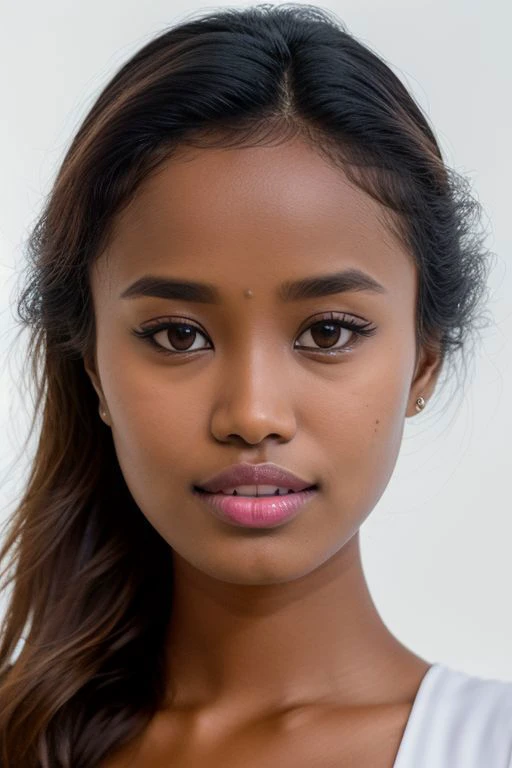 DEN_putri_cinta,
(headshot:1.1) portrait on a bright white background, (headshot:1.2), face focus, intricate (beautiful eyes:1.2), (wide open eyes:1.1), Big eyes, clean photo, side lighting, low contrast, low saturation,
bokeh, f1.4, 40mm, photorealistic, raw, 8k, textured skin, skin pores, intricate details <lora:epi_noiseoffset2:1>, epiCRealism
