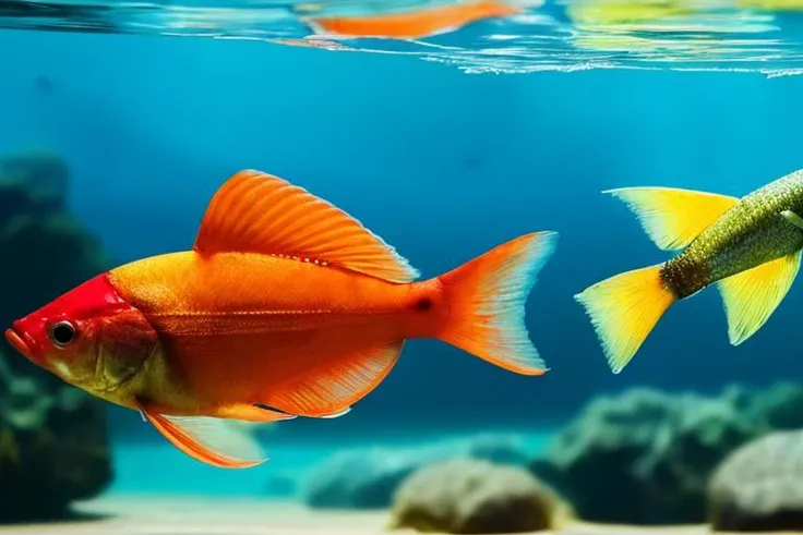 a lot of beautiful fish, hyperrealism, high detailed background, 8k uhd, dslr, soft lighting, high quality, Fujifilm XT3, HD, Sharp, film grain, polaroid style, transparent water, masterpiece, small plants in background, in the ocean, sunlight from top, rocks on bottom, air bubbles, depth of field,<lora:detailed_eye-10:1.0>