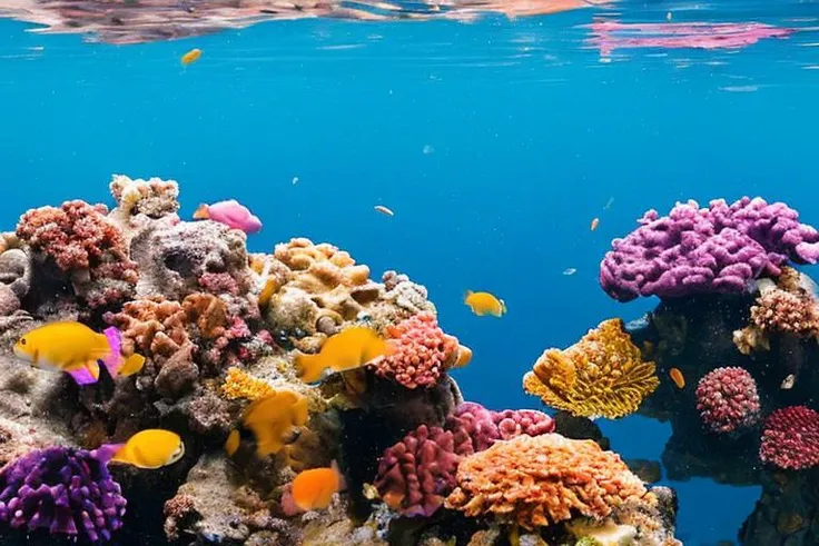 a lot of beautiful fish,hyperrealism, highly detailed background, 8k uhd, dslr, soft lighting, high quality,, Fujifilm XT3, HD, Sharp, film grain, polaroid style, transparent water, masterpiece, small plants in background, in the ocean, sunlight from top, rocks on bottom, air bubbles, depth of field,<lora:3DMM_V12:1.0>