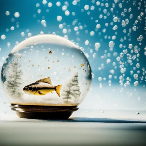 masterpiece, best quality, <lora:snow_globe:1> with multiple fish, teeth, hyperrealism, , 8k uhd, dslr, soft lighting, high quality, film grain, Fujifilm XT3, HD, Sharp, film grain, polaroid style, transparent water, masterpiece, in a bubble, air bubbles, (depth of field:1.2),(underwater:0.7), color wash, bokeh