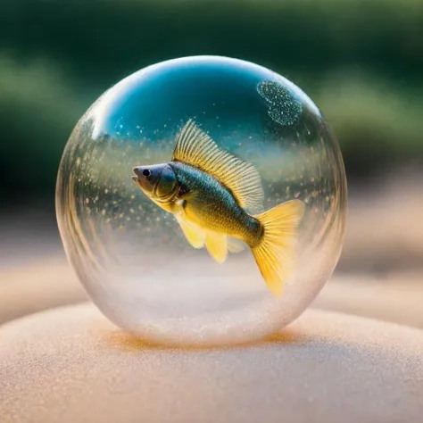 bubble, masterpiece, best quality, <lora:Bubble_Sora:0.8>, a scary fish, teeth, hyperrealism, , 8k uhd, dslr, soft lighting, high quality, film grain, Fujifilm XT3, HD, Sharp, film grain, polaroid style, transparent water, masterpiece, in a bubble, air bubbles, (depth of field:1.2),(underwater:0.7), color wash, bokeh