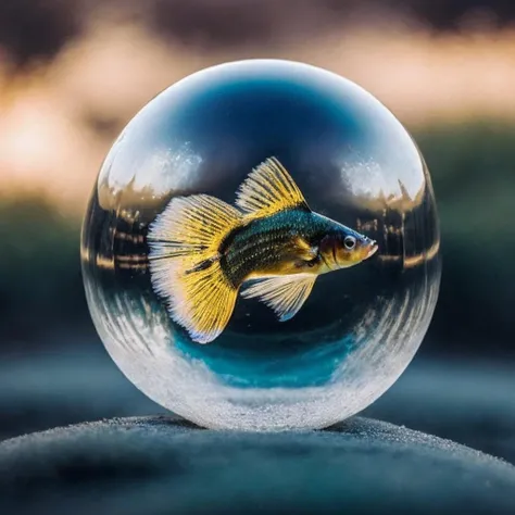 bubble, masterpiece, best quality, <lora:Bubble_Sora:0.75>, a scary fish, teeth, hyperrealism, , 8k uhd, dslr, soft lighting, high quality, film grain, Fujifilm XT3, HD, Sharp, film grain, polaroid style, transparent water, masterpiece, in a bubble, air bubbles, (depth of field:1.2),(underwater:0.7), color wash, bokeh