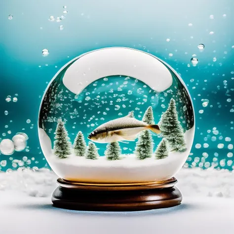 masterpiece, best quality, <lora:snow_globe:1> with multiple fish, teeth, hyperrealism, , 8k uhd, dslr, soft lighting, high quality, film grain, Fujifilm XT3, HD, Sharp, film grain, polaroid style, transparent water, masterpiece, in a bubble, air bubbles, (depth of field:1.2),(underwater:0.7), color wash, bokeh