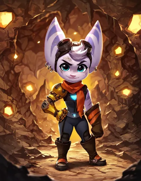 score_9, score_8_up, score_7_up, score_6_up, score_5_up, score_4_up,  BREAK high quality, highres, source_anime, score_9, 1girl, rivet as a dwarf, chibi, shortstack, heavy armor, dirty, looking at viewer, standing in a cave, dark, cavern background,
 <lora:rivet_prodigy_v2-000060:1>