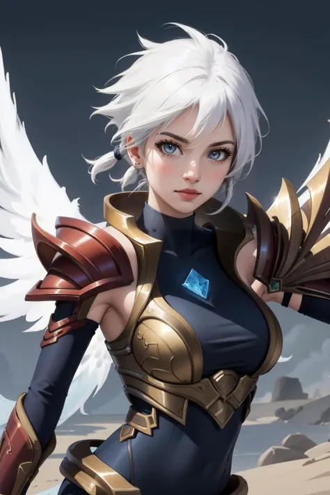 (masterpiece, best quality),  intricate details,
1girl,   <lora:dawnbringer_riven:0.8> dawnbringer riven, 1girl, bodysuit, armor, white hair, short hair,