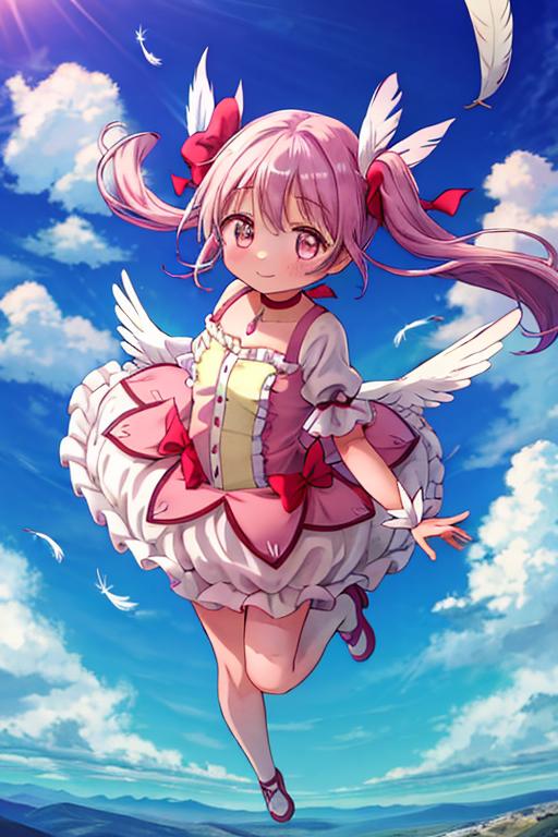 A girl in a pink dress flying through the air - SeaArt AI