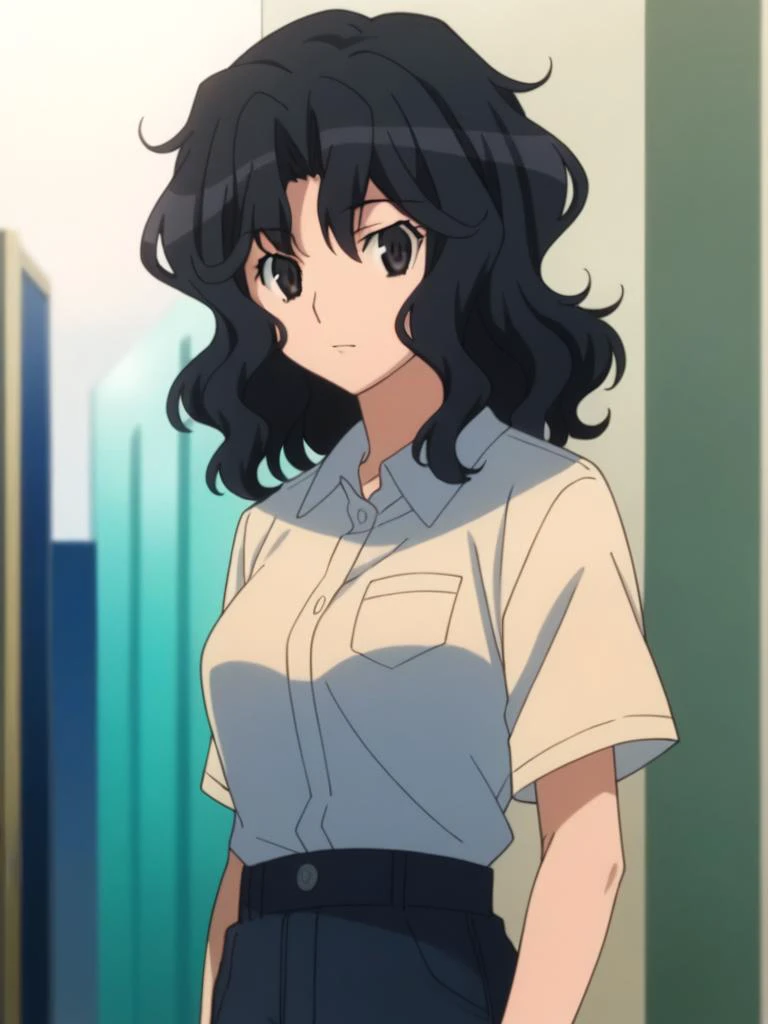 score_9, score_8_up, score_7_up, source_anime,masterpiece,best quality,highres,absurdres,official art,official style,source_anime,anime screencap,anime coloring,megami magazine,anime,animated,explicit,
looking at viewer,solo, face focus,
 <lora:amagami_nanase:1> black hair, black eyes, messy hair, wavy hair, short hair, medium breasts